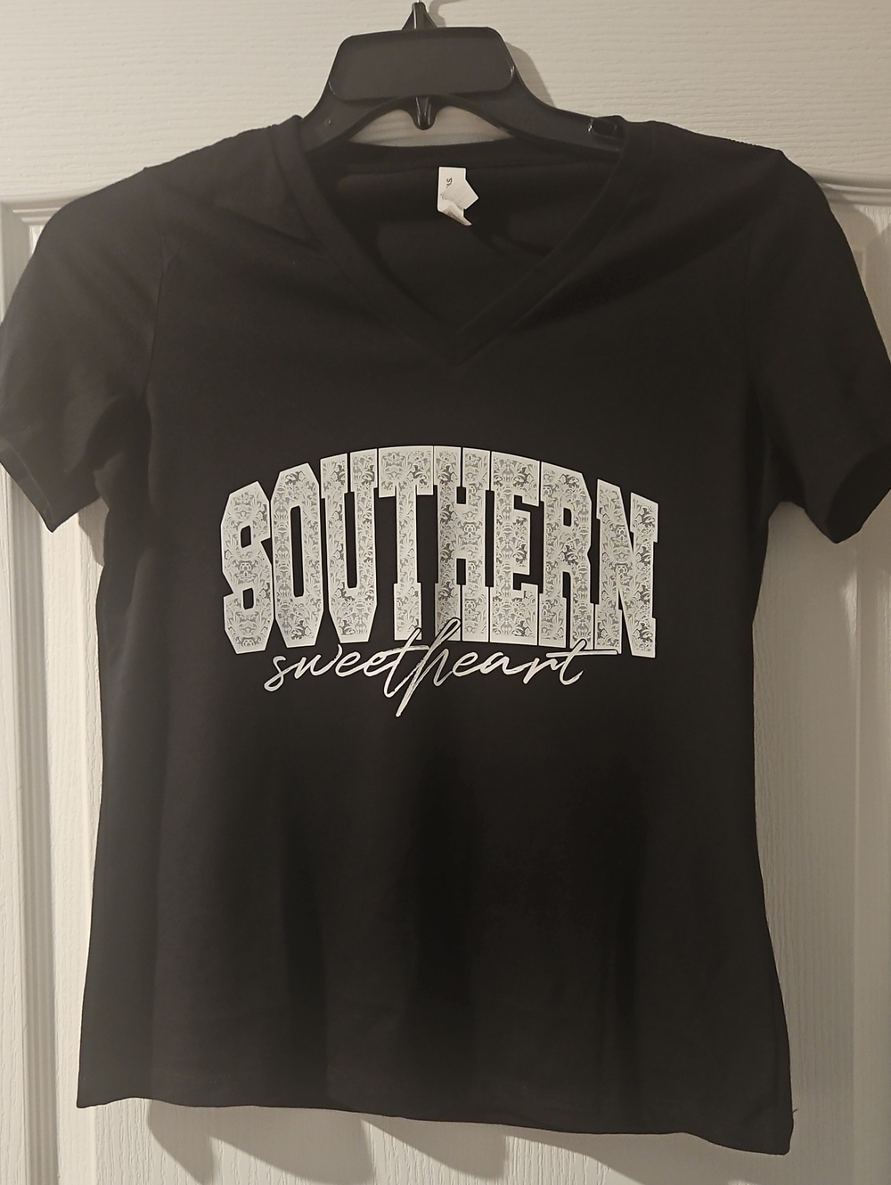 Southern Sweetheart Black V-Neck Graphic Tee